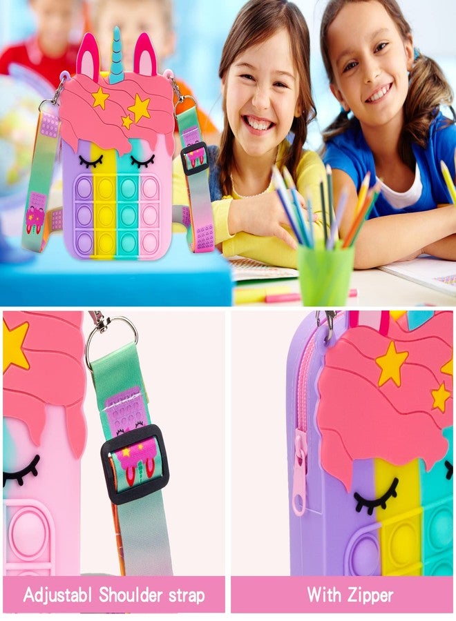 civan Big Unicorn Pop Purse for Girl Pop Bag with Unicorn Pop Toy, Shoulder Bag Fidget Toys Pop Fidget Backpack Toy for Kids Backpack Silicone Bag Pop for Xmas Gift Girls - Image 4